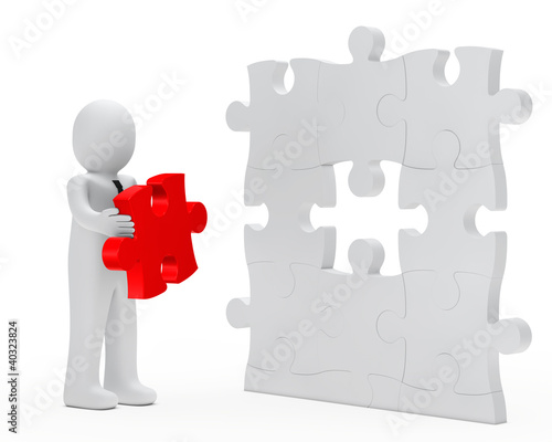 Illustration: businessman hold puzzle businessman hold puzzle