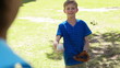 Video: Smiling boy playing with a baseball with his father Smiling boy playing with a baseball with his father