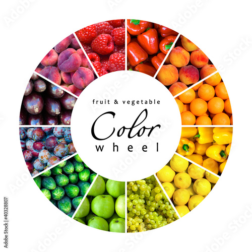 Photo: fruit and vegetable color wheel (12 colors) fruit and vegetable color wheel (12 colors)