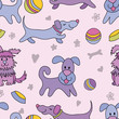 funny dogs seamless pattern