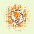 Vektor: Vector illustation of headphones on grunge background Vector illustation of headphones on grunge background