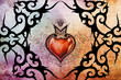 Tattoo art design, tribal with red heart