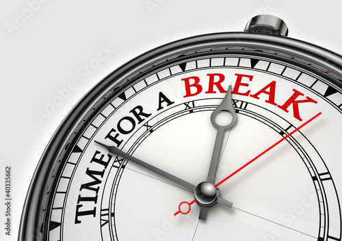 Illustration: time for a break concept clock time for a break concept clock