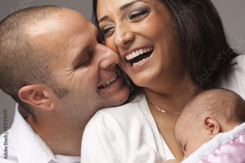 Photo: Mixed Race Young Family with Newborn Baby Mixed Race Young Family with Newborn Baby
