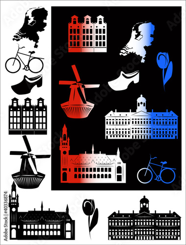 Vector: Netherlands picture and b-w hallmarks Netherlands picture and b-w hallmarks