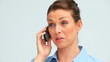 Laughing businesswoman on the phone