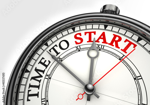Illustration: time to start concept clock time to start concept clock