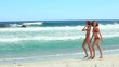 Video: Two women walking while talking together Two women walking while talking together