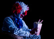 clown eating popcorn