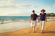 Senior Couple Enjoying Sunset at the Beach