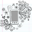 Cell Phone Mobile PDA Sketchy Doodles Vector Design