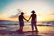 Senior Couple Enjoying Sunset at the Beach