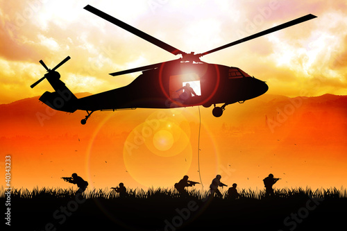 Illustration: Helicopter is dropping the troops Helicopter is dropping the troops