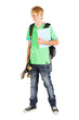 male teen student full length portrait on white