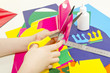 Colored paper and scissors Colored paper and scissors