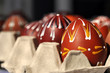 Typical Czech painted Easter eggs in cardboard