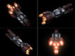 Four Back Views of Black and Red Space Ship Four Back Views of Black and Red Space Ship