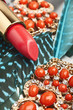 Photo: coral pink lipstick close-up coral pink lipstick close-up