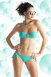 Photo: girl in beach wear with sunglasses and with both hands on the hi girl in beach wear with sunglasses and with both hands on the hi