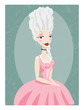 Beautiful young queen, Marie Antoinette, in pink gown