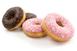 Sweet donuts on white background.