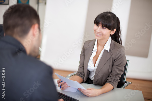 Photo: Young businesswoman at the interview Young businesswoman at the interview