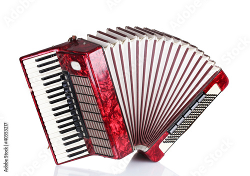 Photo: Retro accordion isolated on white Retro accordion isolated on white