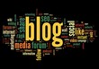 Blog concept in word tag cloud on black