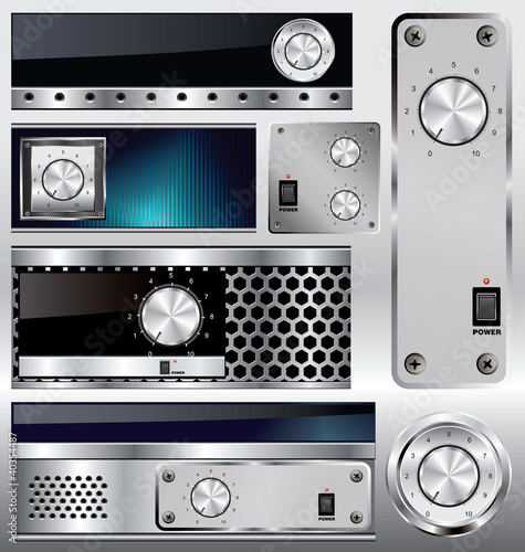 Vector: Metallic banners with volume knob Metallic banners with volume knob