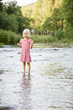 Girl standing in stream, portrait