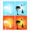 Sea boat and palm vector