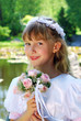 girl going to the first holy communion