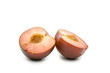 Close up of peach cut in half
