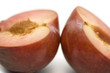 Close up of peach cut in half