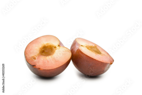 Photo: Close up of peach cut in half Close up of peach cut in half