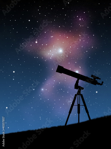 Illustration: Telescope and stars Telescope and stars