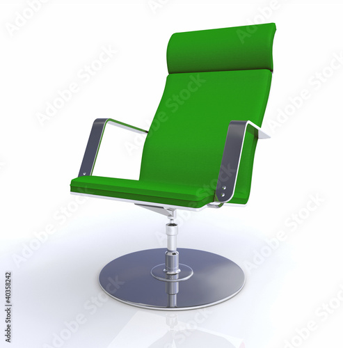 Illustration: 3D Designer Chefsessel Silber Grün 3D Designer Chefsessel Silber Grün