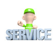Männchen mit Service-Schriftzug Männchen mit Service-Schriftzug