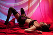 Photo: naked brunette lying on the bed naked brunette lying on the bed