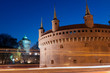 A gate to Krakow - barbican, Europe, Poland by night