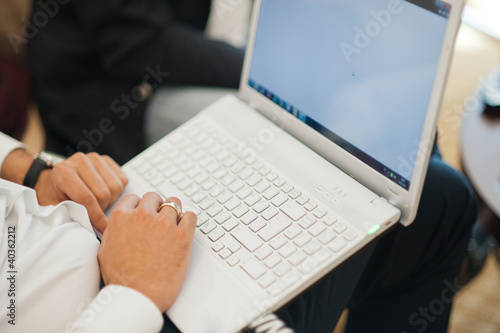Photo: Using laptop for internet Using laptop for internet