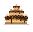 sweet chocolate cake for birthday holiday. Vector illustration