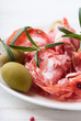 Brianza salami with green olives and rosemary