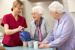 Photo: Senior women at home with carer Senior women at home with carer