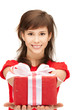 happy teenage girl with gift box