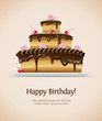 sweet chocolate cake for birthday. Vector illustration