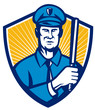 Policeman Police Officer Baton Shield Retro