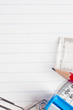 Photo: Stationery on Lined Paper Background Stationery on Lined Paper Background