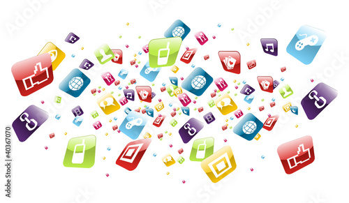 Vector: Global mobile phone apps icons splash Global mobile phone apps icons splash