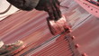 Painting roof of a private house, close-up